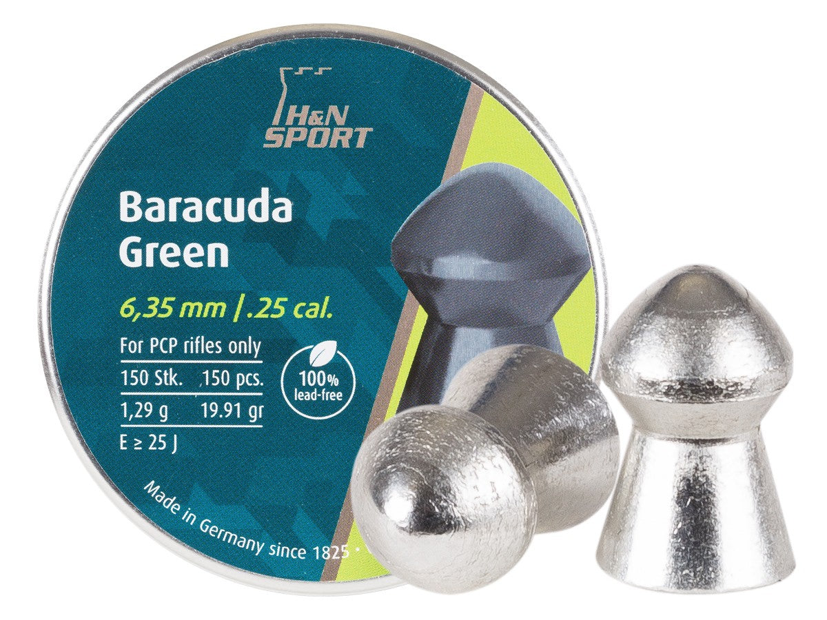 H and N Baracuda Green Lead Free Pellets .25 cal.